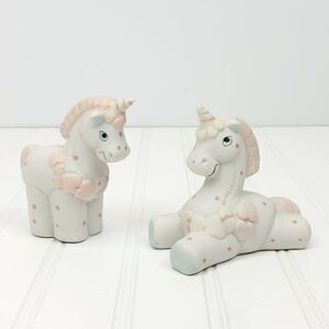 Artmark Vintage Hand Crafted Set of 2 Unicorn Fine Porcelain Bisque Figurines